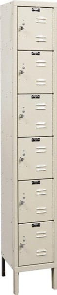 Hallowell - 6 Door, 6 Tier, Galvanite Corrosion Resistant Wardrobe & Box Lockers - Exact Tooling