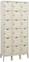 Hallowell - 18 Door, 6 Tier, Galvanite Corrosion Resistant Wardrobe & Box Lockers - Exact Tooling