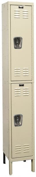 Hallowell - 2 Door, 2 Tier, Galvanite Corrosion Resistant Wardrobe & Box Lockers - Exact Tooling