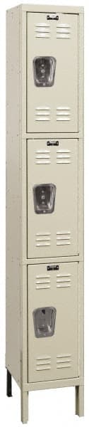 Hallowell - 3 Door, 3 Tier, Galvanite Corrosion Resistant Wardrobe & Box Lockers - Exact Tooling