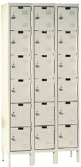 Hallowell - 18 Door, 6 Tier, Galvanite Corrosion Resistant Wardrobe & Box Lockers - Exact Tooling