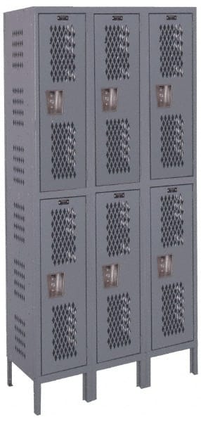 Hallowell - 6 Door, 2 Tier, Heavy-Duty Ventilated Wardrobe & Box Lockers - Exact Tooling