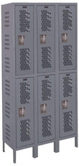 Hallowell - 6 Door, 2 Tier, Heavy-Duty Ventilated Wardrobe & Box Lockers - Exact Tooling