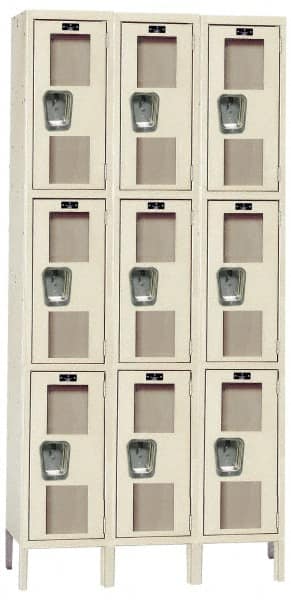 Hallowell - 9 Door, 3 Tier, Safety-View Wardrobe Lockers - Exact Tooling