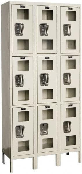 Hallowell - 9 Door, 3 Tier, Safety-View Wardrobe Lockers - Exact Tooling