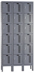 Hallowell - 18 Door, 6 Tier, Heavy-Duty Ventilated Wardrobe & Box Lockers - Exact Tooling
