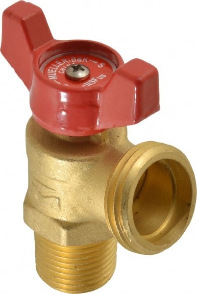 B&K Mueller - 1/2" Pipe, Brass, MNPT, SWT x GHT End Connection, Boiler Drain Valve - 125 psi WOG Rating, Wing Tee Handle - Exact Tooling