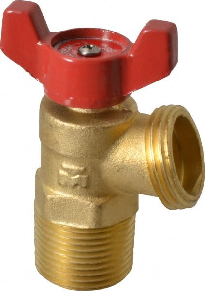 B&K Mueller - 1/2" Pipe, Brass, FNPT, MNPT x GHT End Connection, Boiler Drain Valve - 125 psi WOG Rating, Wing Tee Handle - Exact Tooling