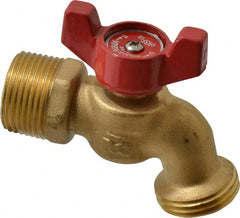 B&K Mueller - 1/2" Pipe, 125 psi WOG Rating, Brass Hose Bibb, Stop Valve - Wing Tee Handle, FNPT/MNPT x GHT End Connections - Exact Tooling