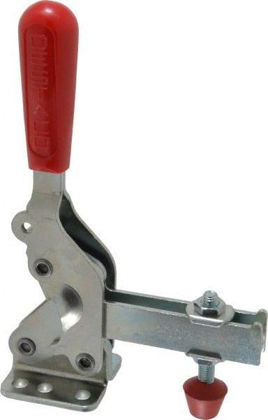 De-Sta-Co - 1,000 Lb Holding Capacity, Vertical Handle, Manual Hold Down Toggle Clamp - 64° Handle Movement, 76° Bar Opening, U-Bar, Flanged Base, Electro-Plated Zinc, Carbon Steel - Exact Tooling