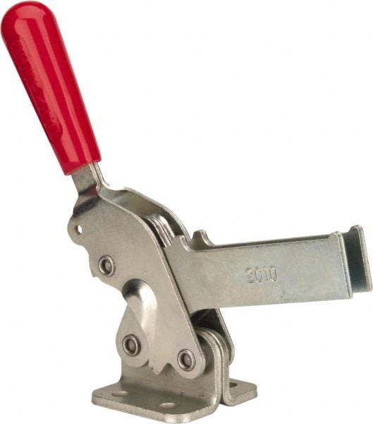 De-Sta-Co - 1,400 Lb Holding Capacity, Vertical Handle, Manual Hold Down Toggle Clamp - 66° Handle Movement, 78° Bar Opening, U-Bar, Flanged Base, Electro-Plated Zinc, Carbon Steel - Exact Tooling