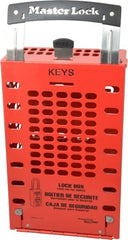 Master Lock - 3-1/2" Deep x 6-3/8" Wide x 12-3/4" High, Portable & Wall Mount Group Lockout Box - Red, 14 Padlocks - Exact Tooling