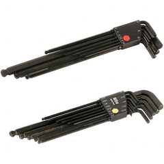 Wiha - 22 Piece, L-Key Long Arm Ball End Hex Key Set - 0.05 to 3/8" Range, Chrome Vanadium Molybdenum - Exact Tooling