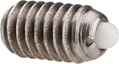 Gibraltar - 5/16-18, 9/16" Thread Length, 1/12" Plunger Projection, Stainless Steel Threaded Spring Plunger - 0.135" Max Plunger Diam, 0.562" Plunger Length, 3.7 Lb Init End Force, 15.5 Lb Final End Force - Exact Tooling