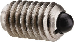 Gibraltar - 3/8-16, 5/8" Thread Length, 0.11" Plunger Projection, Stainless Steel Threaded Spring Plunger - 0.186" Max Plunger Diam, 0.625" Plunger Length, 4.5 Lb Init End Force, 18.5 Lb Final End Force - Exact Tooling