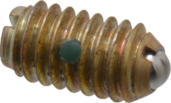 Gibraltar - 5/16-18, 0.156" Ball Diam, 37/64" Body Length, 0.04" Max Ball Reach, Threaded Ball Plunger - Steel Body, Steel Ball, 6 Lb Initial End Force, 17 Lb Final End Force, Locking Element - Exact Tooling