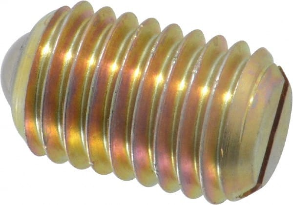 Gibraltar - 5/8-11, 0.375" Ball Diam, 63/64" Body Length, 0.096" Max Ball Reach, Threaded Ball Plunger - Steel Body, Steel Ball, 7 Lb Initial End Force, 50 Lb Final End Force, Locking Element - Exact Tooling