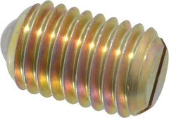 Gibraltar - 5/8-11, 0.375" Ball Diam, 63/64" Body Length, 0.096" Max Ball Reach, Threaded Ball Plunger - Steel Body, Steel Ball, 7 Lb Initial End Force, 50 Lb Final End Force, Locking Element - Exact Tooling