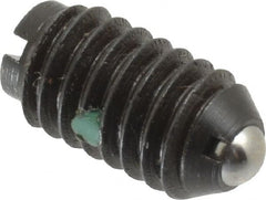 Gibraltar - 5/16-18, 0.156" Ball Diam, 37/64" Body Length, 0.04" Max Ball Reach, Threaded Ball Plunger - Steel Body, Steel Ball, 4 Lb Initial End Force, 9 Lb Final End Force, Locking Element - Exact Tooling