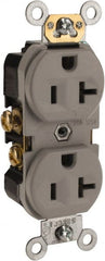 Leviton - 125 VAC, 20 Amp, 5-20R NEMA Configuration, Gray, Specification Grade, Self Grounding Duplex Receptacle - 1 Phase, 2 Poles, 3 Wire, Flush Mount, Tamper Resistant - Exact Tooling