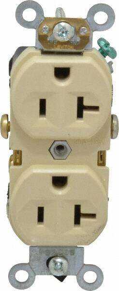 Leviton - 125 VAC, 20 Amp, 5-20R NEMA Configuration, Ivory, Specification Grade, Self Grounding Duplex Receptacle - 1 Phase, 2 Poles, 3 Wire, Flush Mount, Tamper Resistant - Exact Tooling