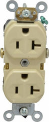 Leviton - 125 VAC, 20 Amp, 5-20R NEMA Configuration, Ivory, Specification Grade, Self Grounding Duplex Receptacle - 1 Phase, 2 Poles, 3 Wire, Flush Mount, Tamper Resistant - Exact Tooling