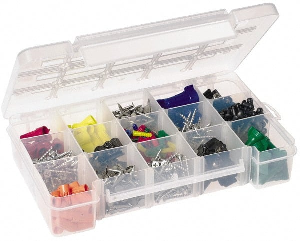 Akro-Mils - 7" Wide x 11" High x 2-3/8" Deep, Small Parts Storage Case - Clarified Polypropylene Frame, 3 to 15 Compartments, 2" Wide x 2-1/8 to 10-3/16" High x 2" Deep Bin - Exact Tooling
