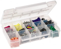 Akro-Mils - 7" Wide x 11" High x 2-3/8" Deep, Small Parts Storage Case - Clarified Polypropylene Frame, 3 to 15 Compartments, 2" Wide x 2-1/8 to 10-3/16" High x 2" Deep Bin - Exact Tooling