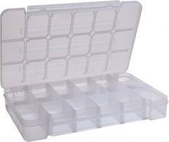 Akro-Mils - 9-1/2" Wide x 14-3/8" High x 2-1/2" Deep, Small Parts Storage Case - Clarified Polypropylene Frame, 3 to 18 Compartments, 2-7/8" Wide x 2-3/8 to 14" High x 2" Deep Bin - Exact Tooling