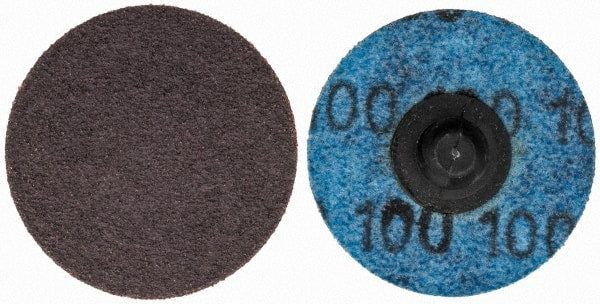 Tru-Maxx - 1-1/2" Disc Diam, 100 Grit, Aluminum Oxide Quick Change Disc - Type R Attaching System, Coated, Brown, Fine Grade, 30,000 RPM - Exact Tooling
