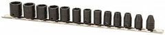 Proto - 13 Piece 1/4" Drive Impact Socket Set - 6 Points, 4mm to 10mm Range, Metric Measurement Standard - Exact Tooling