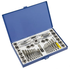 Interstate - #4-40 to 1/2-20 Tap, UNC, Tap and Die Set - High Speed Steel, High Speed Steel Taps, Adjustable, 39 Piece Set with Plastic Case - Exact Tooling