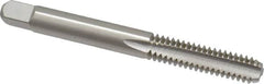 OSG - 1/4-20 UNC 3B 3 Flute Bright Finish High Speed Steel Straight Flute Standard Hand Tap - Bottoming, Right Hand Thread, 2-1/2" OAL, 1" Thread Length, H3 Limit, Oversize - Exact Tooling