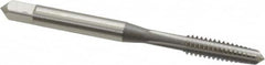 OSG - 1/4-28 UNF 3B 3 Flute Bright Finish High Speed Steel Straight Flute Standard Hand Tap - Bottoming, Right Hand Thread, 2-1/2" OAL, 1" Thread Length, H3 Limit, Oversize - Exact Tooling