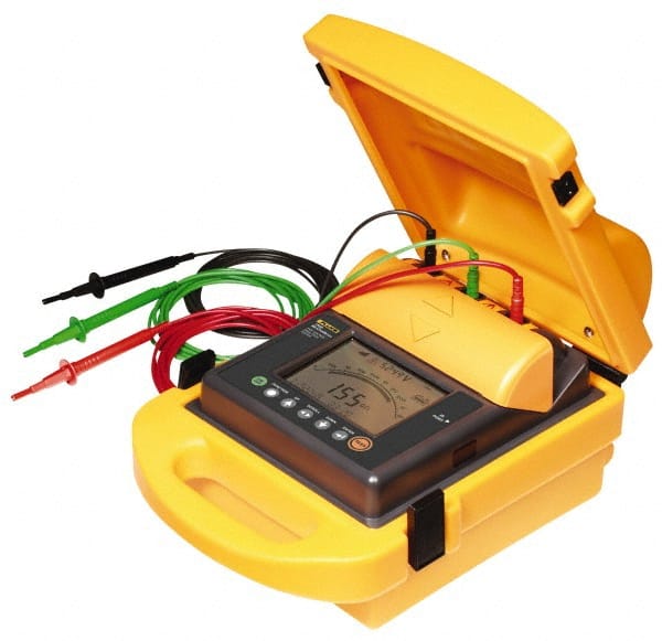 Fluke - Digital LCD Display, 2,000,000 Megohm Electrical Insulation Resistance Tester & Megohmmeter - 5,000 VDC Max Test Voltage, Powered by 12V Lead-Acid Battery - Exact Tooling