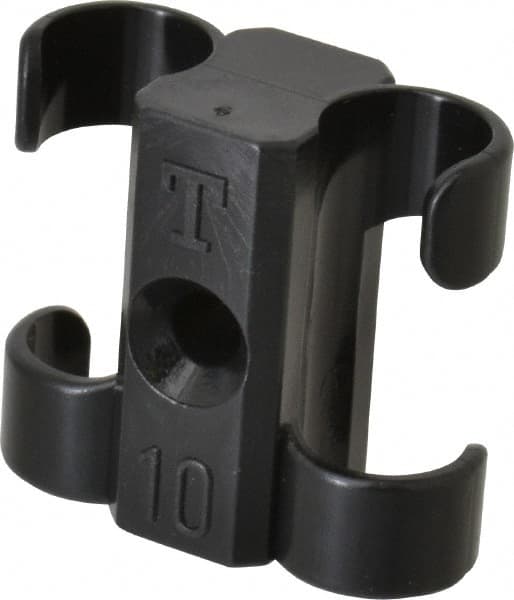 Midwest Control - 3/8 to 1/2 Hose OD, Multitube Holder - Black, 2 Slots, 1.1" OAL, 0.16" Mounting Hole, For Use With Tubes, Wires, Hose & Pipe - Exact Tooling