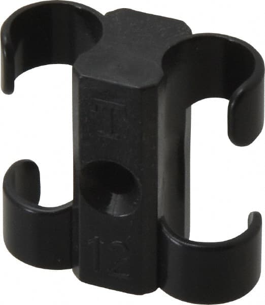 Midwest Control - 1/2 to 5/8 Hose OD, Multitube Holder - Black, 2 Slots, 1.33" OAL, 0.17" Mounting Hole, For Use With Tubes, Wires, Hose & Pipe - Exact Tooling