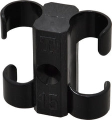 Midwest Control - 5/8 to 3/4 Hose OD, Multitube Holder - Black, 2 Slots, 1.61" OAL, 0.2" Mounting Hole, For Use With Tubes, Wires, Hose & Pipe - Exact Tooling