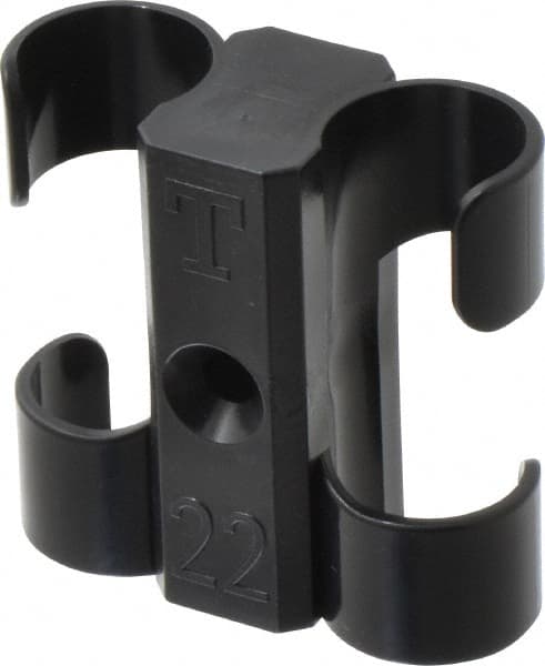 Midwest Control - 7/8 to 1 Hose OD, Multitube Holder - Black, 2 Slots, 2.4" OAL, 1/4" Mounting Hole, For Use With Tubes, Wires, Hose & Pipe - Exact Tooling