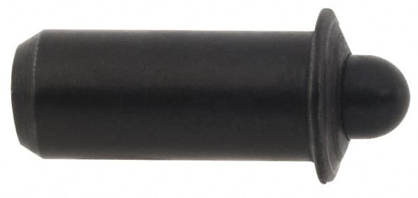 Vlier - 1.1" Body Len x 1/2" Body Diam, 0.332" Plunger Diam, 8 Lb Init to 18 Lb Final End Force, 1.1" Len Under Flange, Stainless Steel Press Fit Spring Plunger - 11/16" Flange Diam, 0.134" Flange Thickness, 1.234" Plunger Len, 1/4" Plunger Projection - Exact Tooling