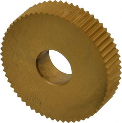 Dorian Tool - 1" Diam, 90° Tooth Angle, 20 TPI, Standard (Shape), Form Type Cobalt Straight Knurl Wheel - 0.236" Face Width, 5/16" Hole, Circular Pitch, TiN Finish, Series M - Exact Tooling