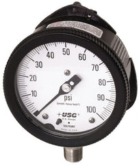 Ametek - 6" Dial, 1/2 Thread, 0-300 Scale Range, Pressure Gauge - Lower Back Connection Mount, Accurate to 0.5% of Scale - Exact Tooling