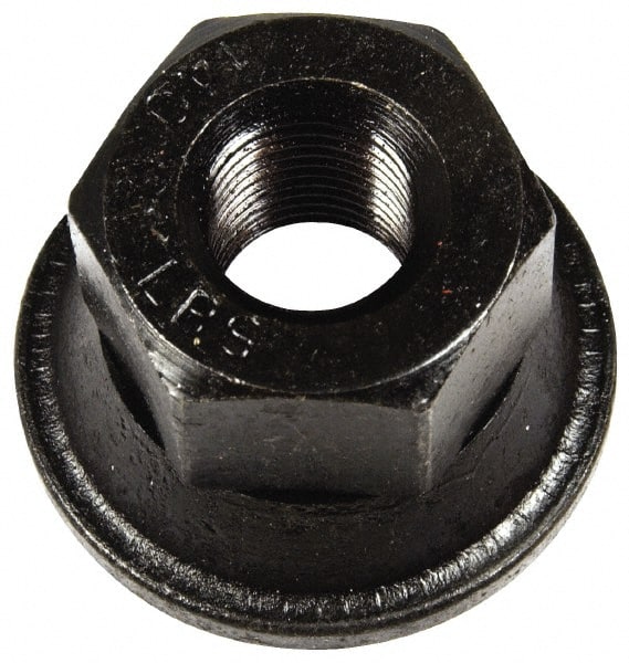 Dorman - 9/16-18 Black Oil Quench Finish Flanged Wheel Nut - 1-1/16" Hex, 1" OAL, 1.6 Diam Flange Seat Angle - Exact Tooling