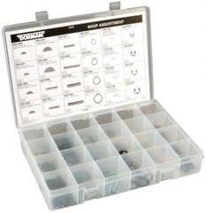 Dorman - 260 Piece E Style External Retaining Ring, Hair Pin Clip, Spring Pin & Woodruff Key Assortment - Spring Steel - Exact Tooling