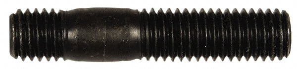 Dorman - M10x1.50 52mm OAL Unequal Double Threaded Stud - Steel, Black Oxide Finish, 27mm Long Thread Length, 12mm Short Thread Length, Metric - Exact Tooling