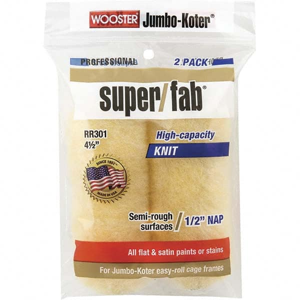 Wooster Brush - 1/2" Nap, 4-1/2" Wide Paint General Purpose Roller Cover - Smooth Texture, Fabric - Exact Tooling