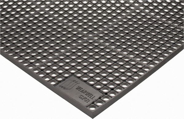 Wearwell - 5' Long x 3' Wide, Dry/Wet Environment, Anti-Fatigue Matting - Gray, CFR Rubber with Rubber Base, Beveled on 4 Sides - Exact Tooling