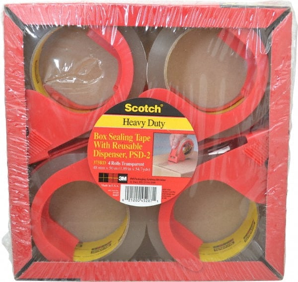 3M - 2" x 55 Yd Clear Rubber Adhesive Sealing Tape - Polypropylene Film Backing, 3.1 mil Thick, 35 Lb Tensile Strength, Series PSD2 - Exact Tooling