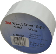 3M - 2" x 50 Yds White Duct Tape - 6.5 mil, Rubber Adhesive, Vinyl Backing, 12.6 Lb/ln Tensile Strength, 200°F Max, Series 3903 - Exact Tooling