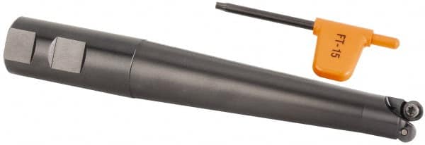 Kennametal - 3/4" Cutting Diam, 1" Shank Diam, 3/4" Max Depth of Cut, Straight Shank Indexable Copy End Mill - 2 Inserts, RD.X 10.. Insert, KDM Toolholder, Through Coolant - Exact Tooling